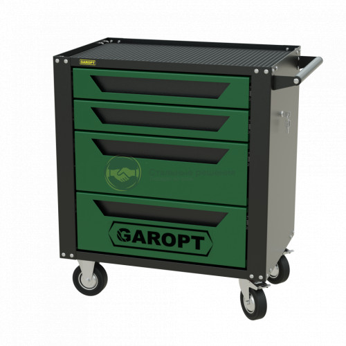 Тележка инструментальная Garopt серия Standart 4 ящика доводчики зеленая